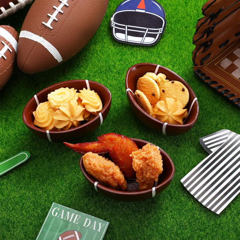 GlikCeil 3 Pcs Football Snack Bowl Reusable Resin 4.72 Inches Football Serving Trays Platter Serving Dishes for Tailgate Dinner Sports Event Game Day Birthday Party Decorations Everyday Use - Image 3
