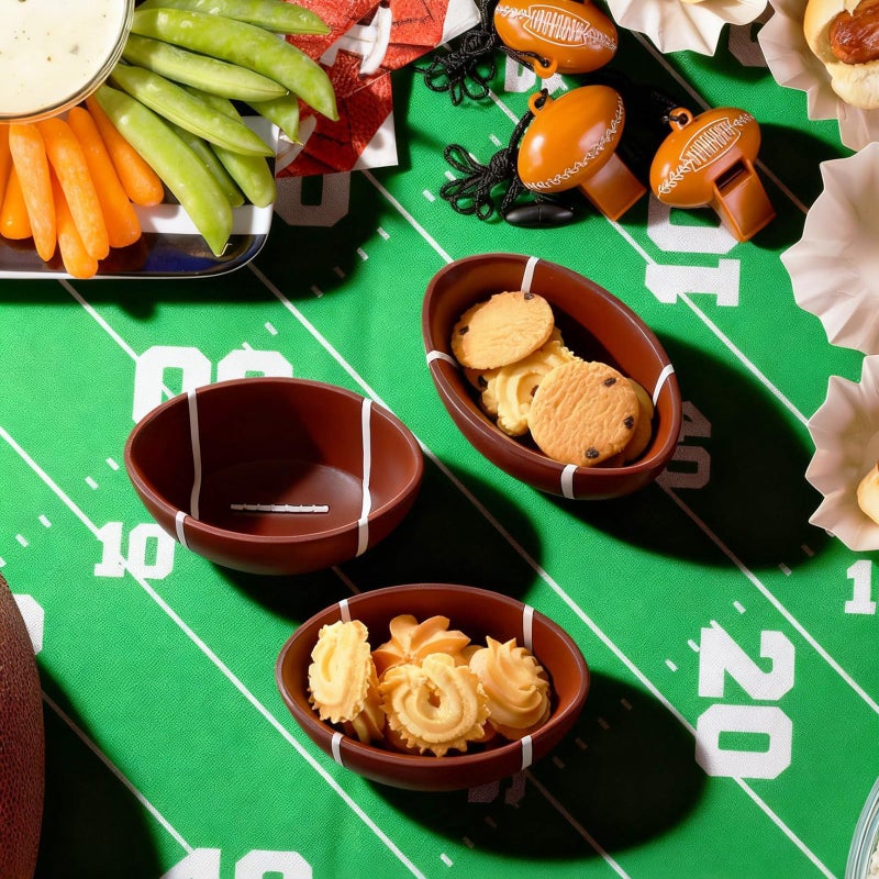 GlikCeil 3 Pcs Football Snack Bowl Reusable Resin 4.72 Inches Football Serving Trays Platter Serving Dishes for Tailgate Dinner Sports Event Game Day Birthday Party Decorations Everyday Use - Image 5