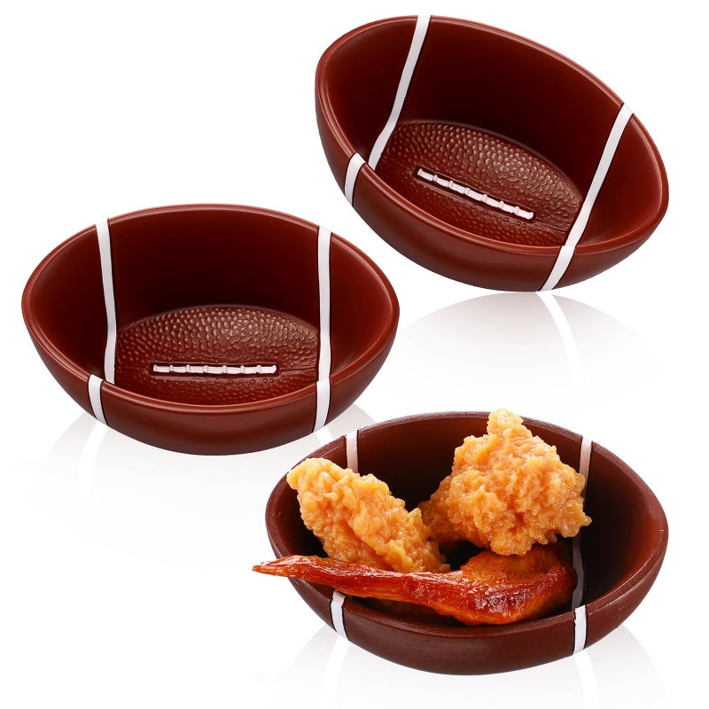 GlikCeil 3 Pcs Football Snack Bowl Reusable Resin 4.72 Inches Football Serving Trays Platter Serving Dishes for Tailgate Dinner Sports Event Game Day Birthday Party Decorations Everyday Use - Image 1
