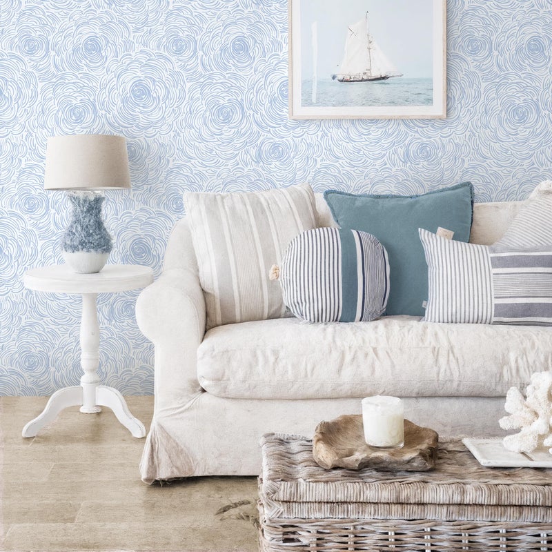 EeeComing Blue Peel and Stick Wallpaper Blue and White Floral Contact Paper Peel and Stick Floral Wallpaper Modern Self Adhesive Wall Paper Removable for Bedroom Cabinets Vinyl 17.3" X 78.7" - Image 4
