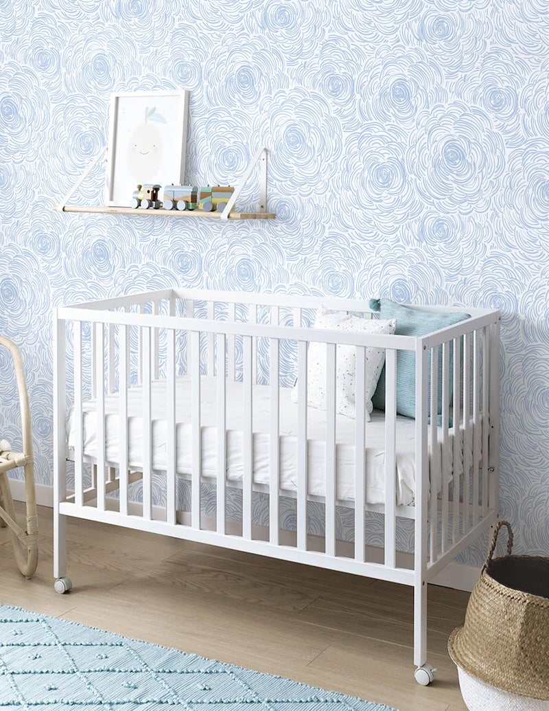EeeComing Blue Peel and Stick Wallpaper Blue and White Floral Contact Paper Peel and Stick Floral Wallpaper Modern Self Adhesive Wall Paper Removable for Bedroom Cabinets Vinyl 17.3" X 78.7" - Image 5