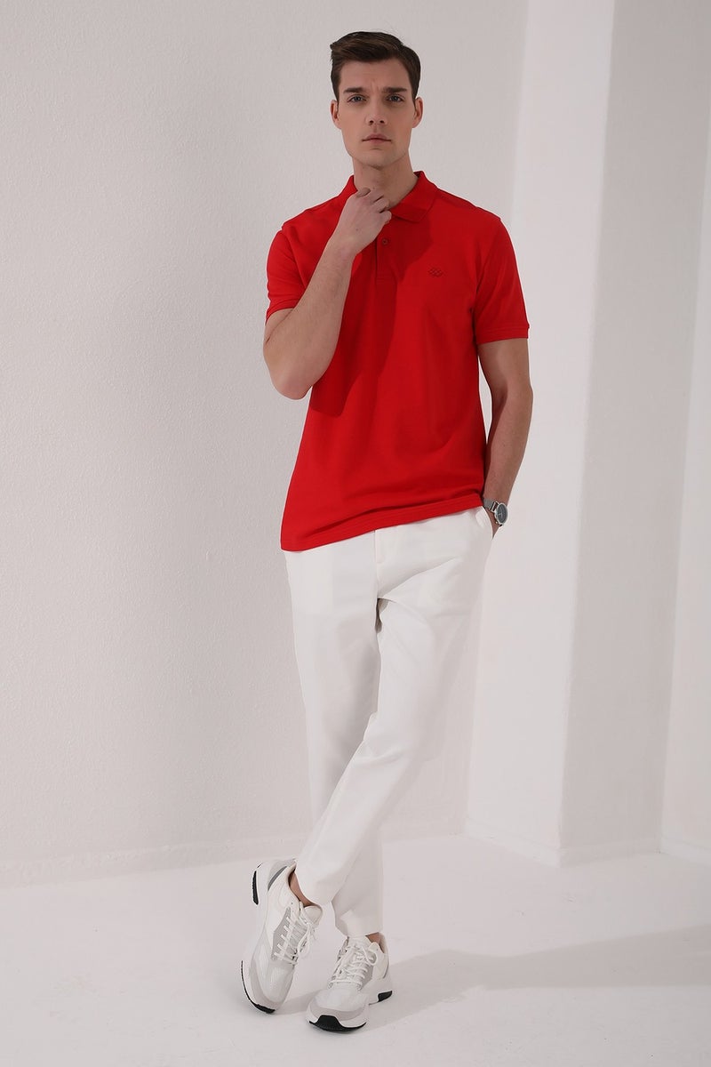 Tommy Life Polo Collar Red Men's T-shirt  - Image 4