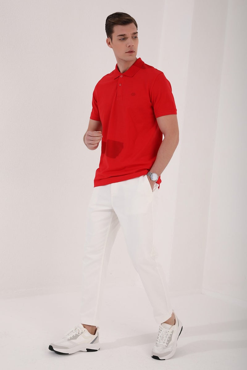 Tommy Life Polo Collar Red Men's T-shirt  - Image 3