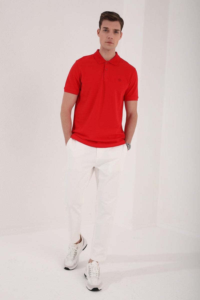 Tommy Life Polo Collar Red Men's T-shirt  - Image 5