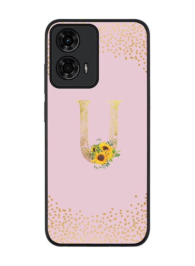 Stylizedd For Motorola Moto G04 / G04s Case,Slim fit Camera Protection, Shockproof Thin Phone cover - Custom Floral Monogram - U (Pink ) - Image 1