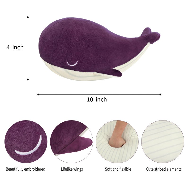 MUPI Whale Stuffed Animals 10  Plush Pillow - Shark Humpback and Jellyfish Stuffed Animals - Ocean Decor and Toys(Purple) - Image 2