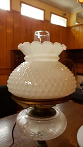 B&P Lamp 7 Inch White Cased Glass Hobnail Student Shade - Image 4