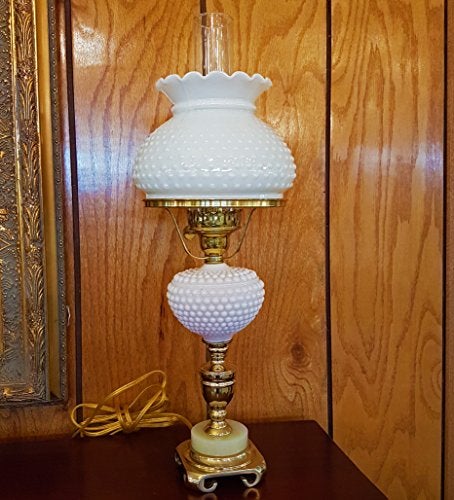 B&P Lamp 7 Inch White Cased Glass Hobnail Student Shade - Image 5