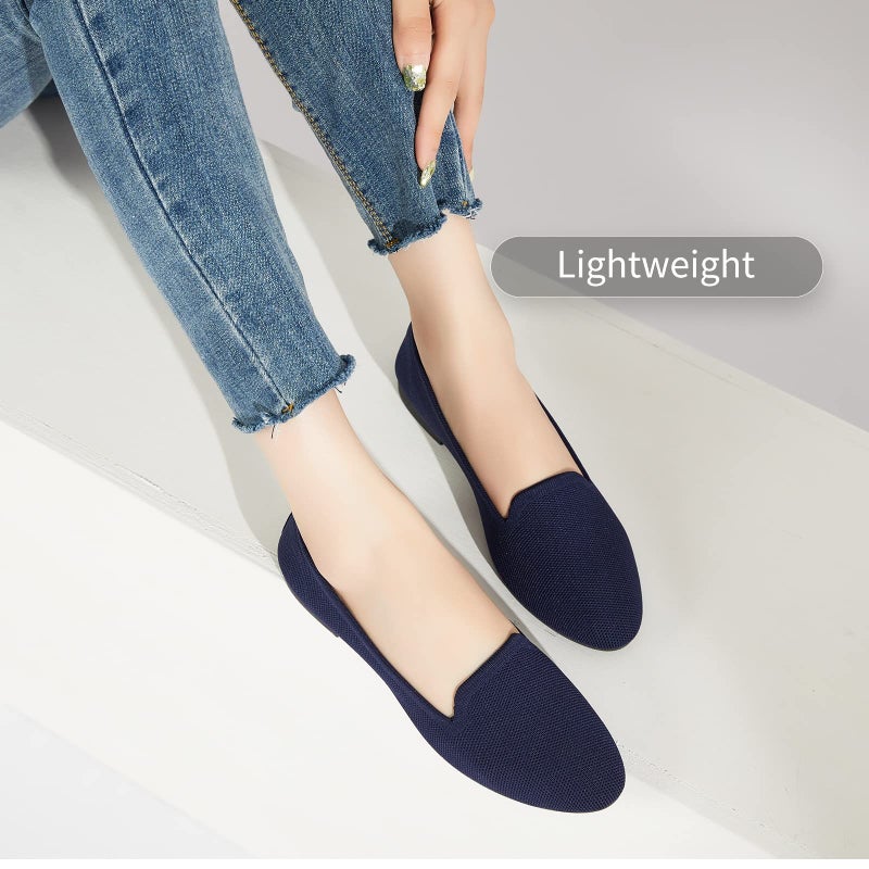 BABUDOG Women's Sparkly Flats Shoes Shiny Mesh Loafers Shoes Soft Memory Foam Flats(Navy.US9.5) - Image 2