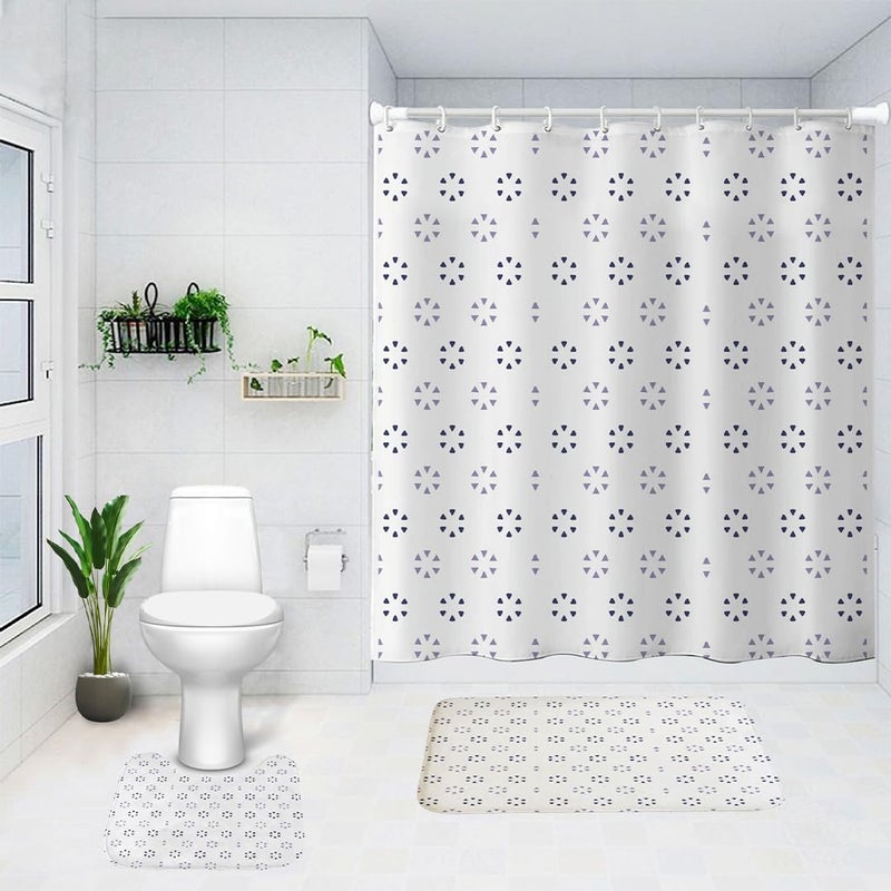 Umai UMAI Shower Curtain (180X180 cm) & Bathmat 3 Pcs Set|6ft|Creative Vibrant Coloured Polyster Curtain Sets with Non-Slip Bath mats for Bathroom|Easy-Slide Curtains|Quick Dry,Soft Mats  - Image 1