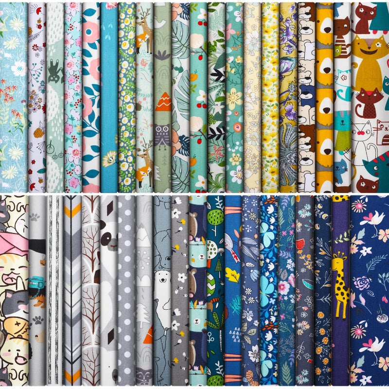 Tegeme 40 Pcs 10 x 10 Inches Cotton Fabric Bundle Squares Precut Fabric Squares Multi Color Floral Fat Sheets for Craft DIY Quilting Sewing (Classic Patterns) - Image 1