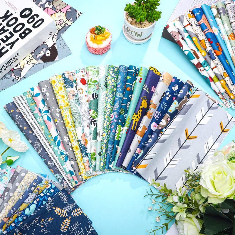 Tegeme 40 Pcs 10 x 10 Inches Cotton Fabric Bundle Squares Precut Fabric Squares Multi Color Floral Fat Sheets for Craft DIY Quilting Sewing (Classic Patterns) - Image 4