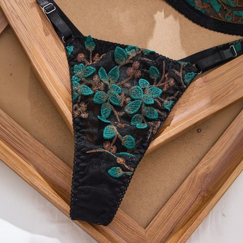 Lace Embroidery Push-up Breathable Luxury Bra and Panty Set - Image 4