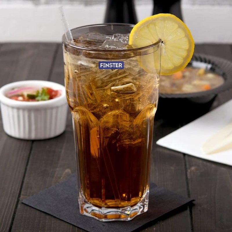 FINSTER European Long Chai Mocktail Cocktail Iced Tea Cold Coffee Glasses Set of 6360ml Highball Crystal Milkshake Glass Set Tumbler - Image 1