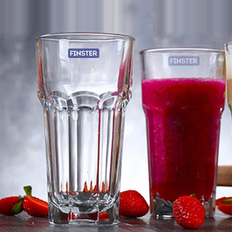 FINSTER European Long Chai Mocktail Cocktail Iced Tea Cold Coffee Glasses Set of 6360ml Highball Crystal Milkshake Glass Set Tumbler - Image 3