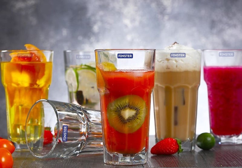 FINSTER European Long Chai Mocktail Cocktail Iced Tea Cold Coffee Glasses Set of 6360ml Highball Crystal Milkshake Glass Set Tumbler - Image 2