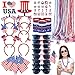 PLOUGVI 188PCS 4th of July Accessories Set Party Favors Supplies Decorations for Independence Day Memorial DayInclude Headbands Glasses Necklaces Bracelets Tattoo Stickers USA Flag - Image 3