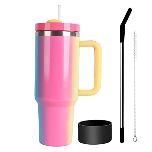 BLING 40oz Tumbler with Handle and Straw Lid,Stainless Steel Travel Mug Water Bottle Cup,Reusable Insulated Vacuum Cup - Image 2