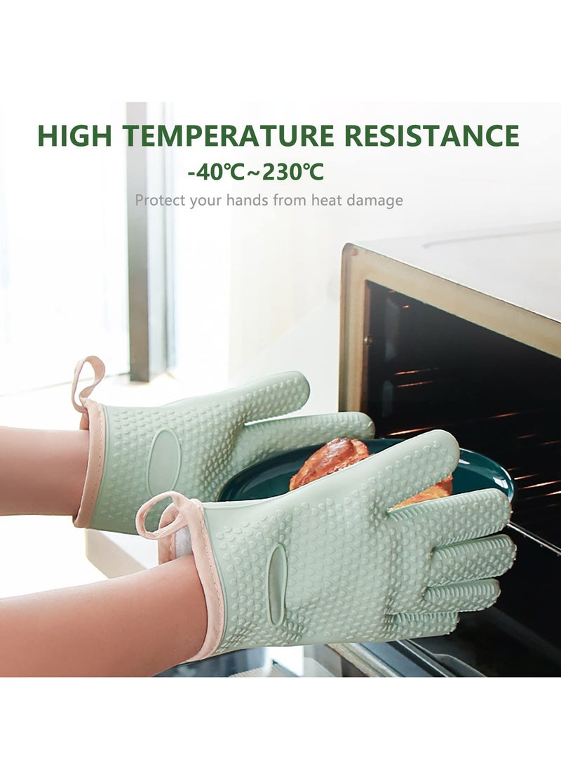 Arabest Heat Resistant Silicone Oven Mitt,Oven Gloves with Fingers, Super Grip, Food Grade, Waterproof, for Cooking & Baking, Light Green, 2 Pack  - Image 5