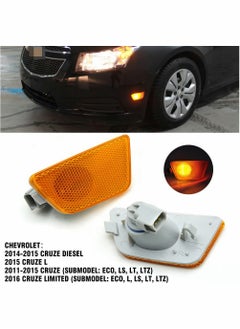 Excefore Chevy Cruze Front Bumper Park Signal Side Marker Light Assembly - Amber Lens, DOT Certified, Fits 2011-2015, OEM GM2551198N, 42334144, 42334145, 2 PCS  - Image 2