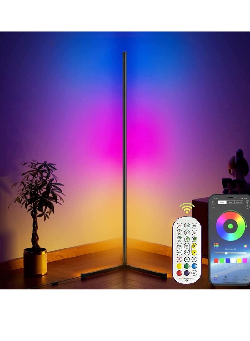 ELTRAZONE Corner Floor Lamp, Smart RGB Floor Lamp, Dimmable LED Corner Lamp With Music Sync Color Changing APP Control Remote, 56" Standing Floor Lamp - Image 1