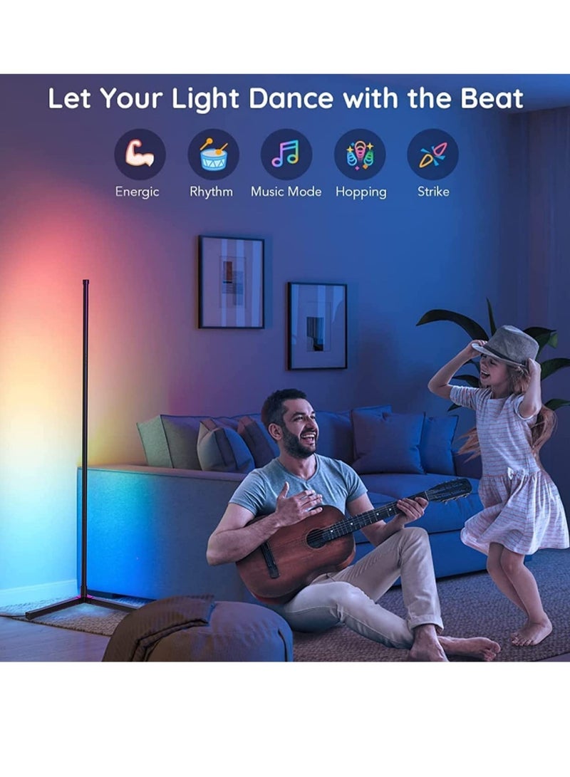 ELTRAZONE Corner Floor Lamp, Smart RGB Floor Lamp, Dimmable LED Corner Lamp With Music Sync Color Changing APP Control Remote, 56" Standing Floor Lamp - Image 3