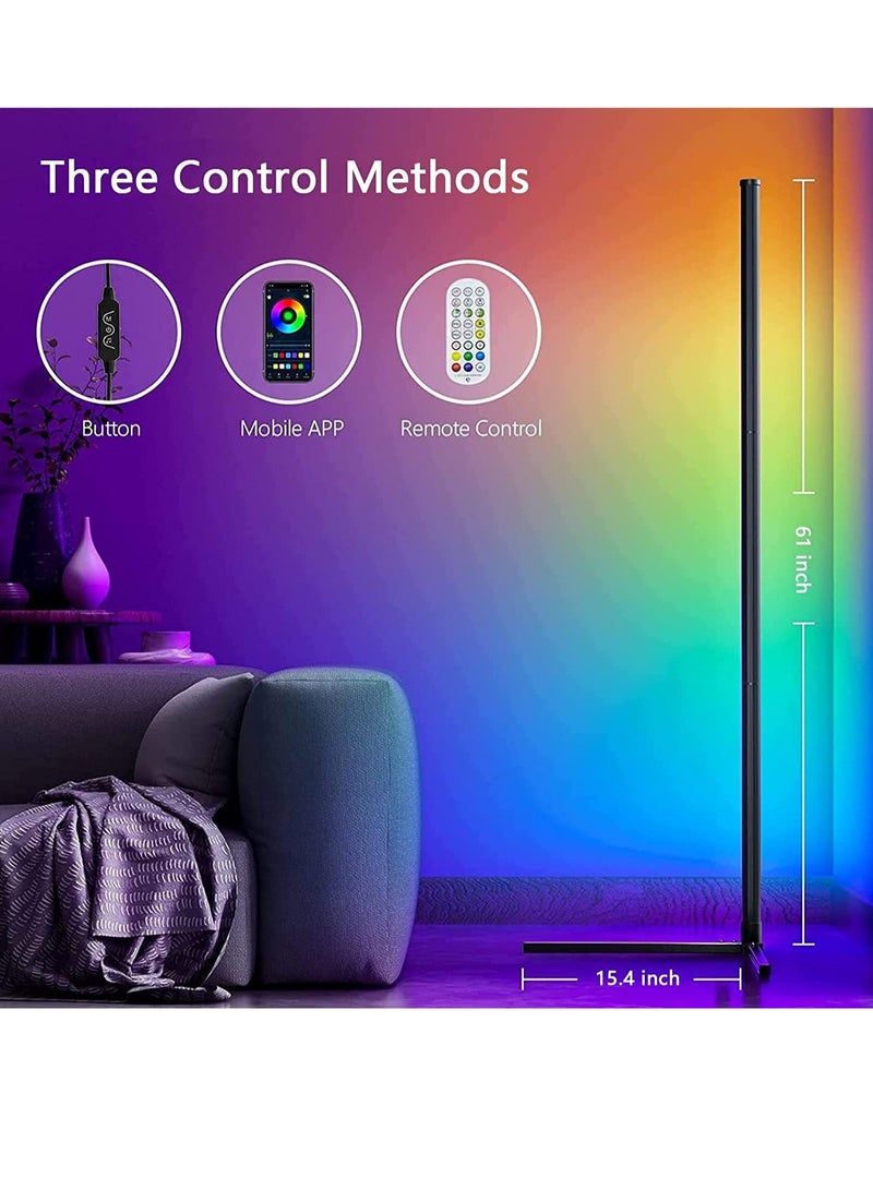 ELTRAZONE Corner Floor Lamp, Smart RGB Floor Lamp, Dimmable LED Corner Lamp With Music Sync Color Changing APP Control Remote, 56" Standing Floor Lamp - Image 2