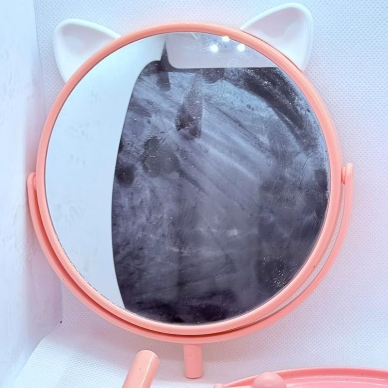 ALKAYAN MINI Cosmetic Mirror with Storage Tray Cat Ears Adjustable Vanity Mirror with... - Image 2