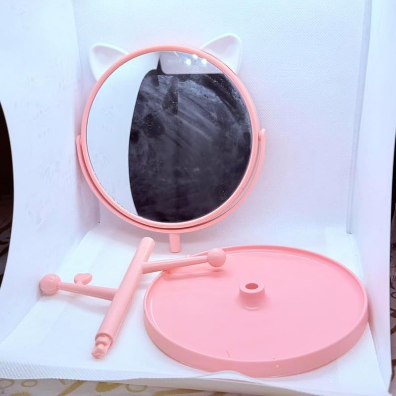 ALKAYAN MINI Cosmetic Mirror with Storage Tray Cat Ears Adjustable Vanity Mirror with... - Image 5