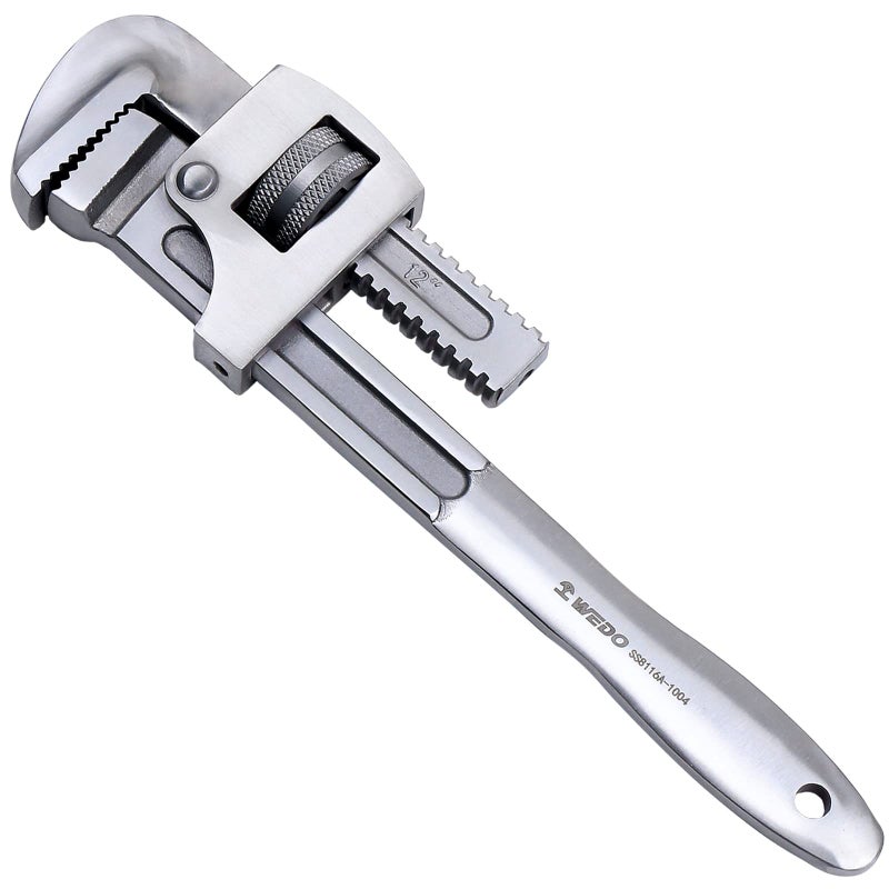 WEDO 18inch Pipe WrenchHeavyDuty Adjustable Straight Plumbing WrenchStainless SteelWide Jaws 600mmLength 300mmCorrosionResistanceRustProofPolished Surface - Image 2