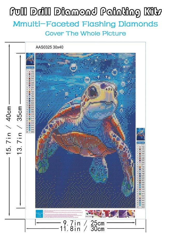 KINPLUB Sea Turtle Diamond Painting Kits for Adults Beginners, Turtle Diamond Art Kits for Adults, DIY Full Drill Round Gem Art Dots for Home Wall Decor 12x16 Inch - Image 4
