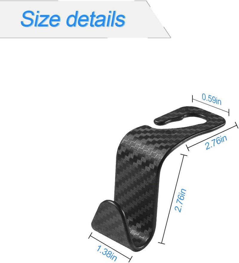 Hanemia Car Back Seat Headrest Hooks - 4 Pack - Image 2