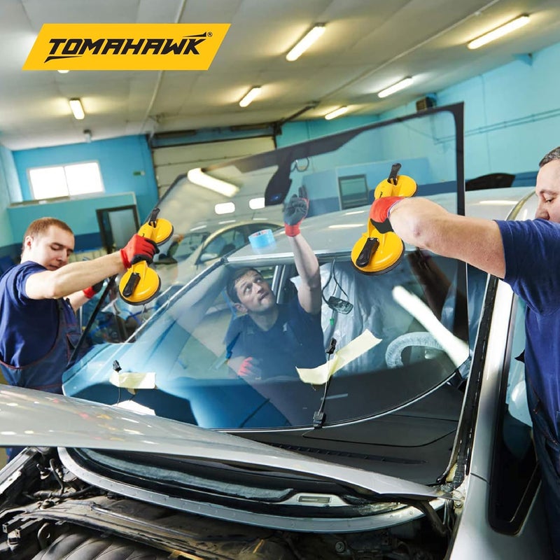 Tomahawk ® كوب شفط زجاجي مع مقبض من الألمنيوم لرفع وتحريك ألواح الزجاج الثقيلة، الألواح المعدنية، نوافذ الزجاج، الرخام - رافع زجاج برأسين، عبوة من 2 - Image 3