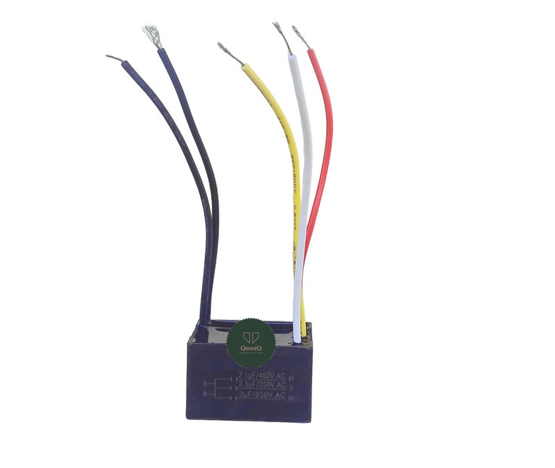 QemiQ® -Ceiling Fan Capacitor "5 Wire 2.1uf/2.5uf/3uf" 50/60Hz - Square Shape (black) - Image 3