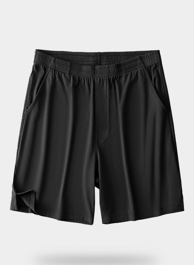Loquat Men's Solid Color Boxer Shorts Underwear For Men Classic Relaxed Fit Shorts Black 
