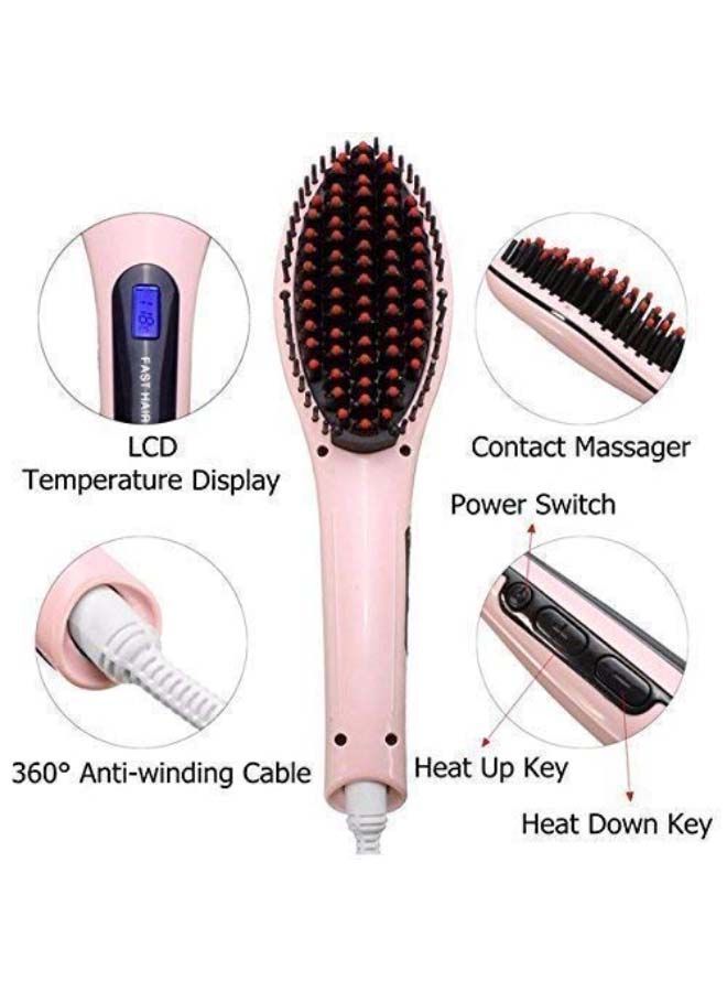 NIBEMINENT Hair Straightening Brush Pink/Black - Image 3
