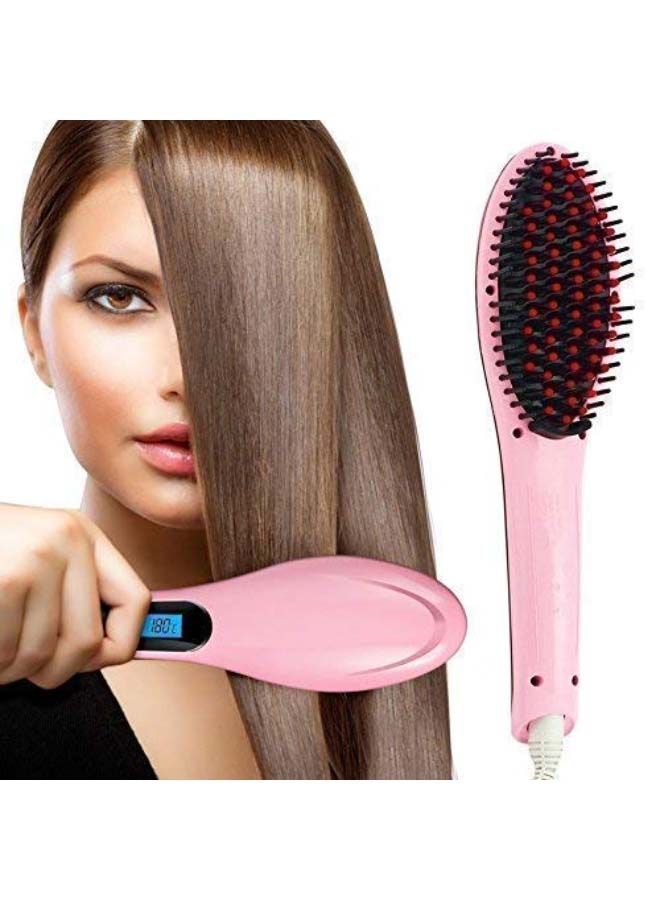 NIBEMINENT Hair Straightening Brush Pink/Black - Image 2