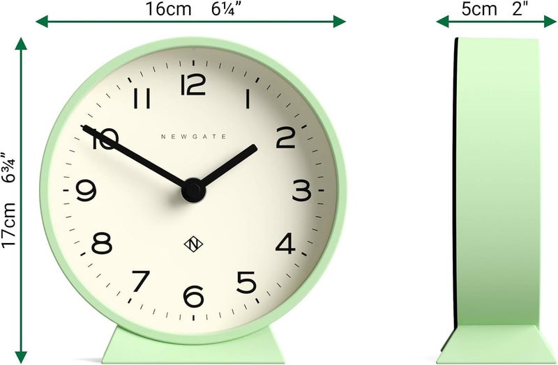 NEWGATE ® M Mantel Echo Desk Clock | Modern Round Design | Neo Mint Green | Easy to Read Numbers | Contemporary Style for Desk, Table, Shelf or Bedside - Image 4