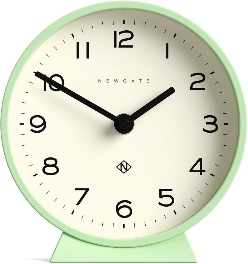 NEWGATE ® M Mantel Echo Desk Clock | Modern Round Design | Neo Mint Green | Easy to Read Numbers | Contemporary Style for Desk, Table, Shelf or Bedside - Image 1