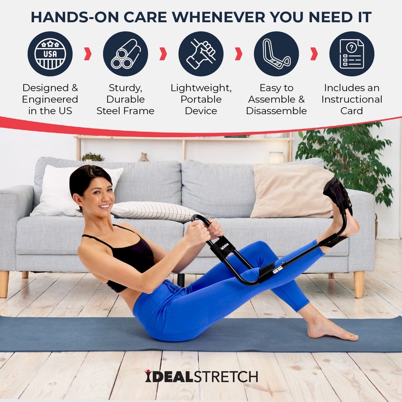 IdealStretch Original - Hamstring, Lower Back & Calf Stretcher - Pain Relief & Deep Knee Extension - Flexibility Tool with Instruction Card & Wedge Combo - Image 4