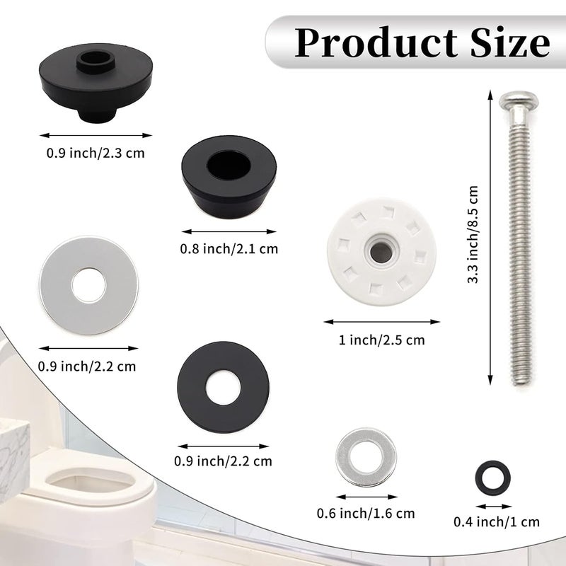 Lovppy Universal Toilet Seat Hinge Bolts Kit, Heavy Duty Toilet Bolts, Waterproof Stainless and Rubber Washers Gaskets with Extra Long Nut White Plastic Down Lock Screw for Fastening (Silver) (2) - Image 3