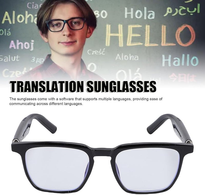 AI Smart Glasses Bluetooth Real Time 100 Language Translation Sunglasses with Speaker for Travel Meeting Black - Image 3
