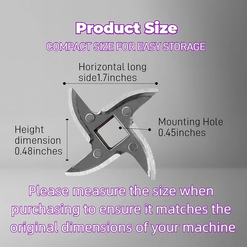 OUSTUE #10 Grinder Blade Stainless Steel Knife Cutter Replacement, Please check the size and shape(2 pc) - Image 2