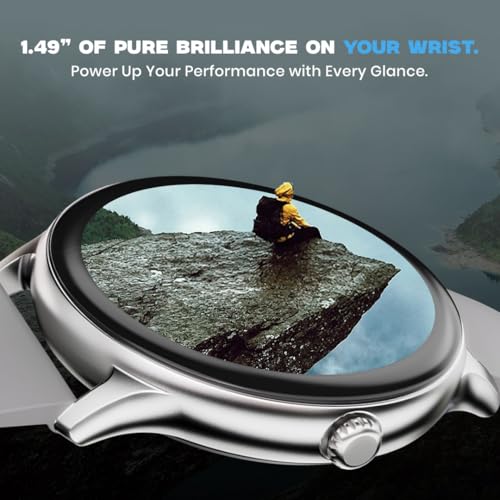 PunnkFunnk Glavito Round Dial Smartwatch with 1.49" AMOLED Display, Bluetooth Calling, Functional Crown Control, 100+ Sports Modes, IP67, Health Tracking, 100+ Watch Faces for Men & Women (Grey) - Image 2