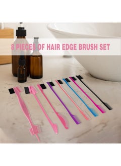 Goiple 8 Pieces Hair Styling Comb Set Teasing Rat Tail Brush for Edge&Back Brushing, Combing, Slicking Hair for Women Edge Brush Double Sided Edge Comb for All Hair Styles(edge control brush-8pcs)  - Image 2