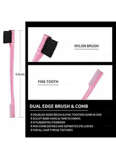 Goiple 8 Pieces Hair Styling Comb Set Teasing Rat Tail Brush for Edge&Back Brushing, Combing, Slicking Hair for Women Edge Brush Double Sided Edge Comb for All Hair Styles(edge control brush-8pcs)  - Image 5