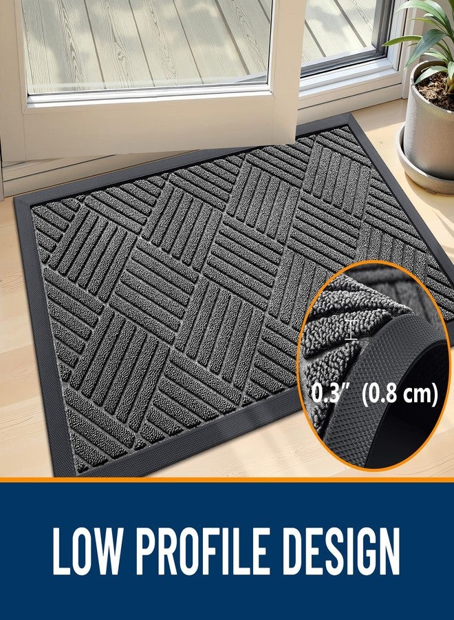 OLANLY Front Door Mat Outside Entrance 29.5x17, Absorbent, Heavy Duty Sturdy Natural Rubber Doormat Indoor Outdoor, Stain and Fade Resistant, Non-Slip Low Profile Floor Mat for Entryway, Grey Diamond - Image 5