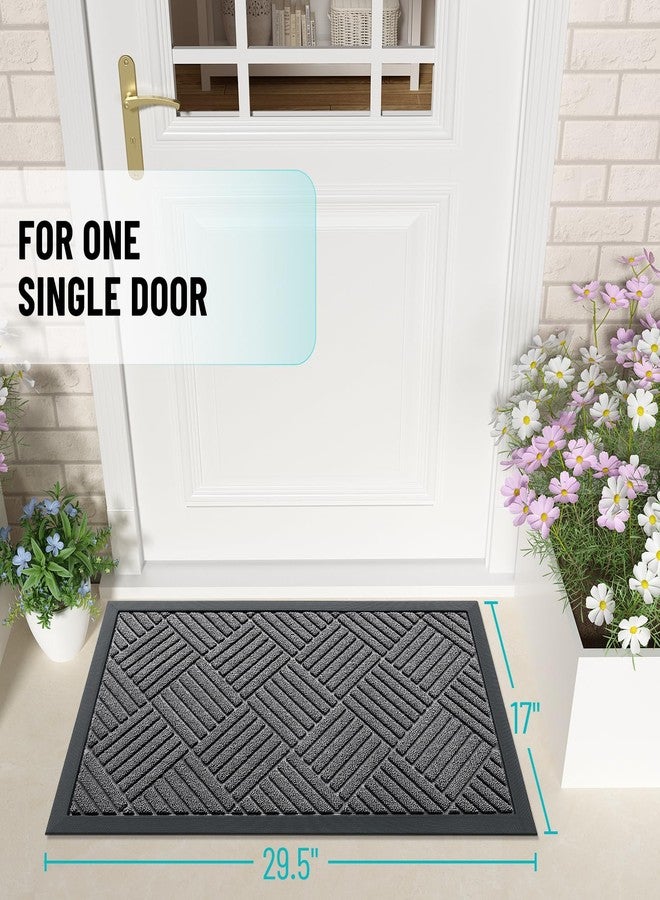 OLANLY Front Door Mat Outside Entrance 29.5x17, Absorbent, Heavy Duty Sturdy Natural Rubber Doormat Indoor Outdoor, Stain and Fade Resistant, Non-Slip Low Profile Floor Mat for Entryway, Grey Diamond - Image 2