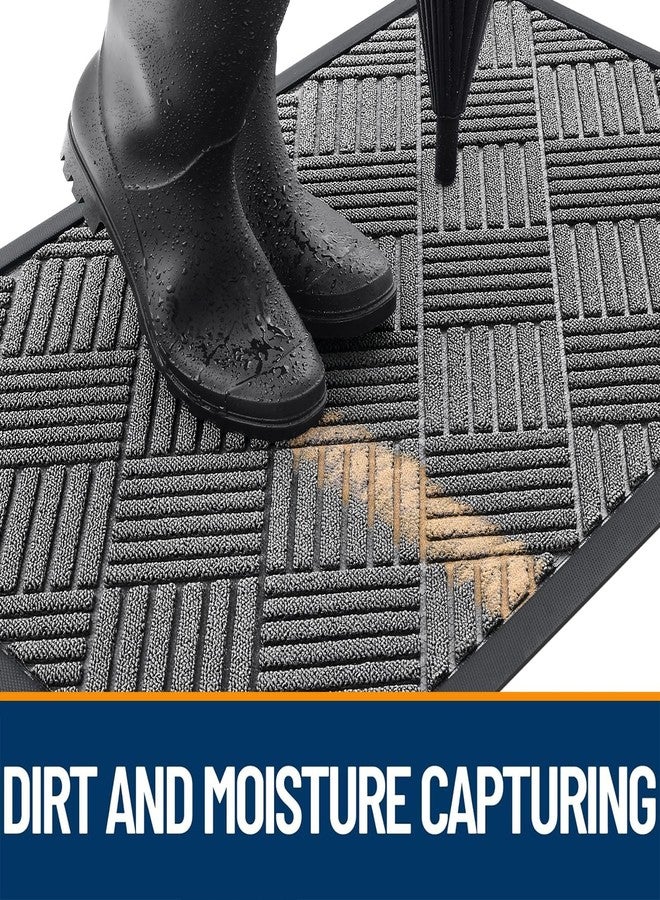 OLANLY Front Door Mat Outside Entrance 29.5x17, Absorbent, Heavy Duty Sturdy Natural Rubber Doormat Indoor Outdoor, Stain and Fade Resistant, Non-Slip Low Profile Floor Mat for Entryway, Grey Diamond - Image 3