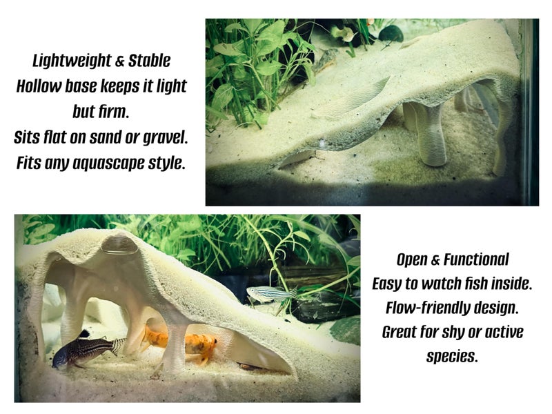 FROSTO Aquarium & Terrarium Corner Underground Cave â€“ Faux Mangrove Root Hideout for Betta, Corydoras, Shrimp, Geckos & Snakes â€“ Natural-Look Tank Decor in Textured Root Style (Desert Tan, 7.5''x7.5''x4'') - Image 4
